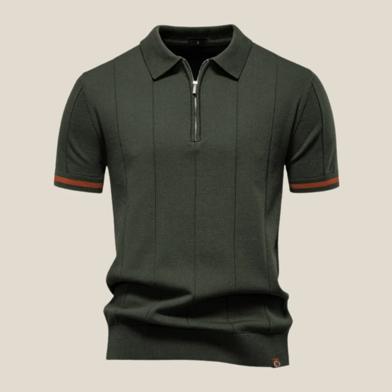 Parma™ - Geripptes Zip-Polo mit Ärmelstreifen