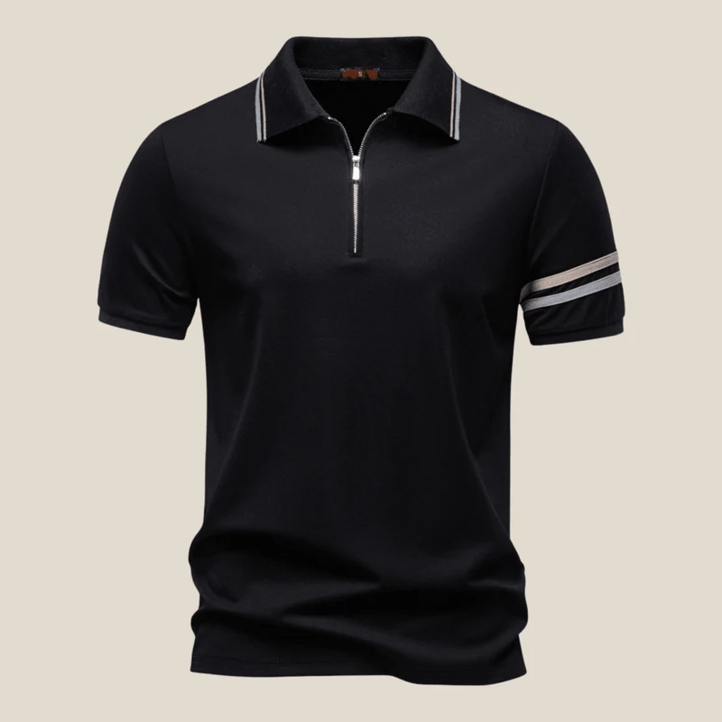 Trento™ - Sportliches Zip-Polo mit Streifendetails