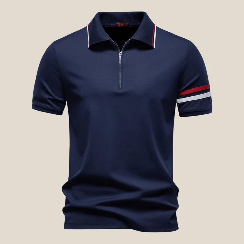 Trento™ - Sportliches Zip-Polo mit Streifendetails