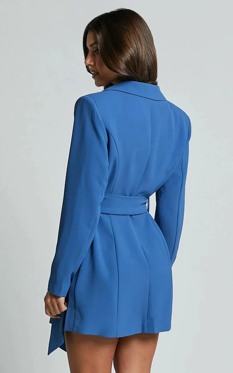 Damen Kleid | Blazer-Form mit Gürtel und gerade Linienführung