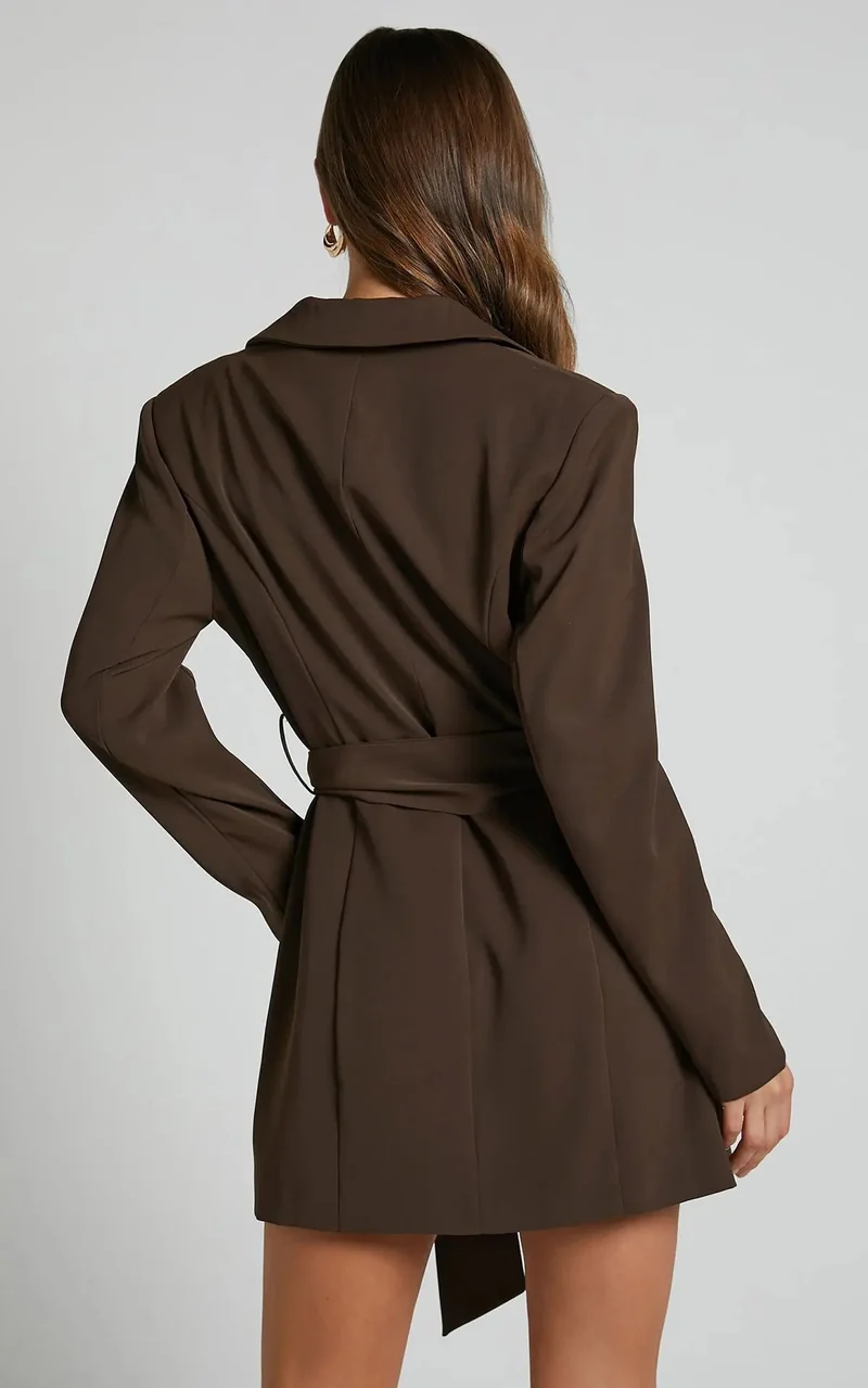 Damen Kleid | Blazer-Form mit Gürtel und gerade Linienführung