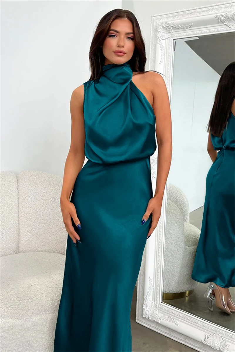 Damen Kleid | midi-Länge mit asymmetrischer Halslinie