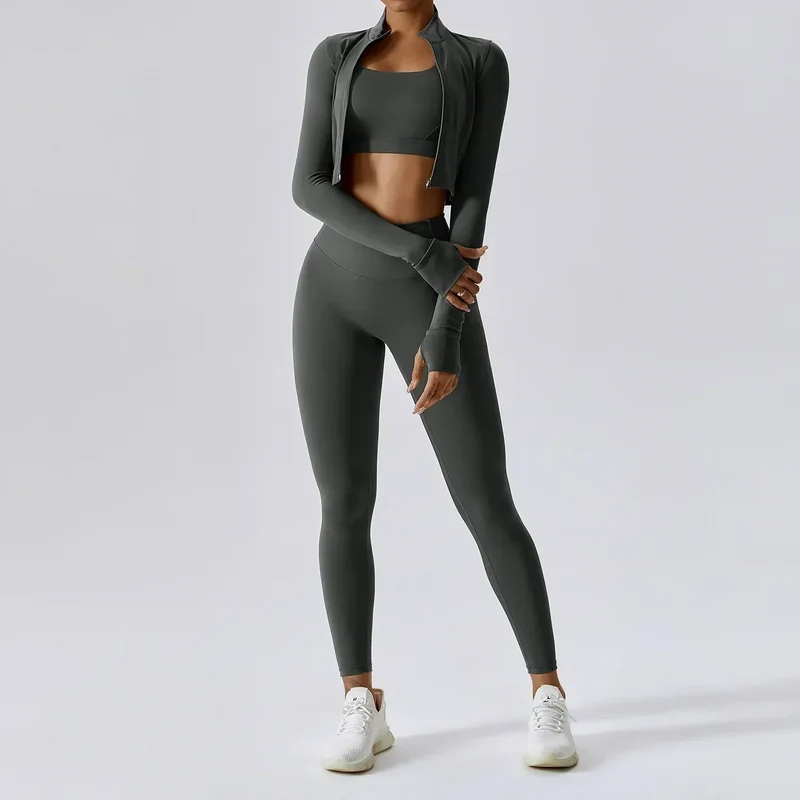 Damen Sportset | Dreiteilige Ausführung mit Weste, Oberteil und Hose