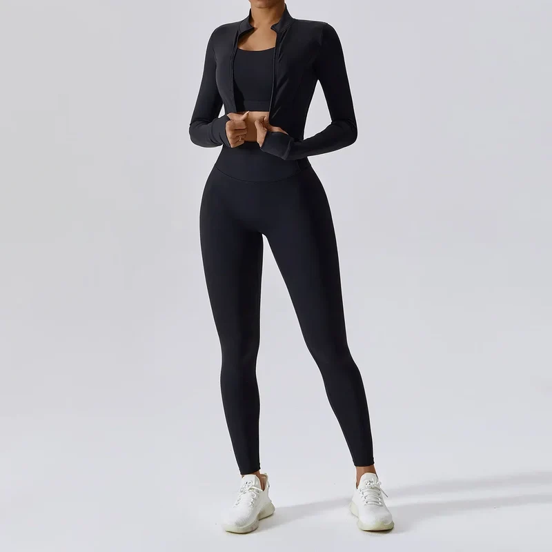 Damen Sportset | Dreiteilige Ausführung mit Weste, Oberteil und Hose