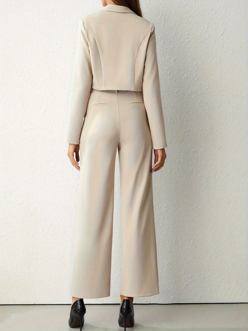 Damen Set | Zweiteilige Kombination mit Blazer und weiter Hose