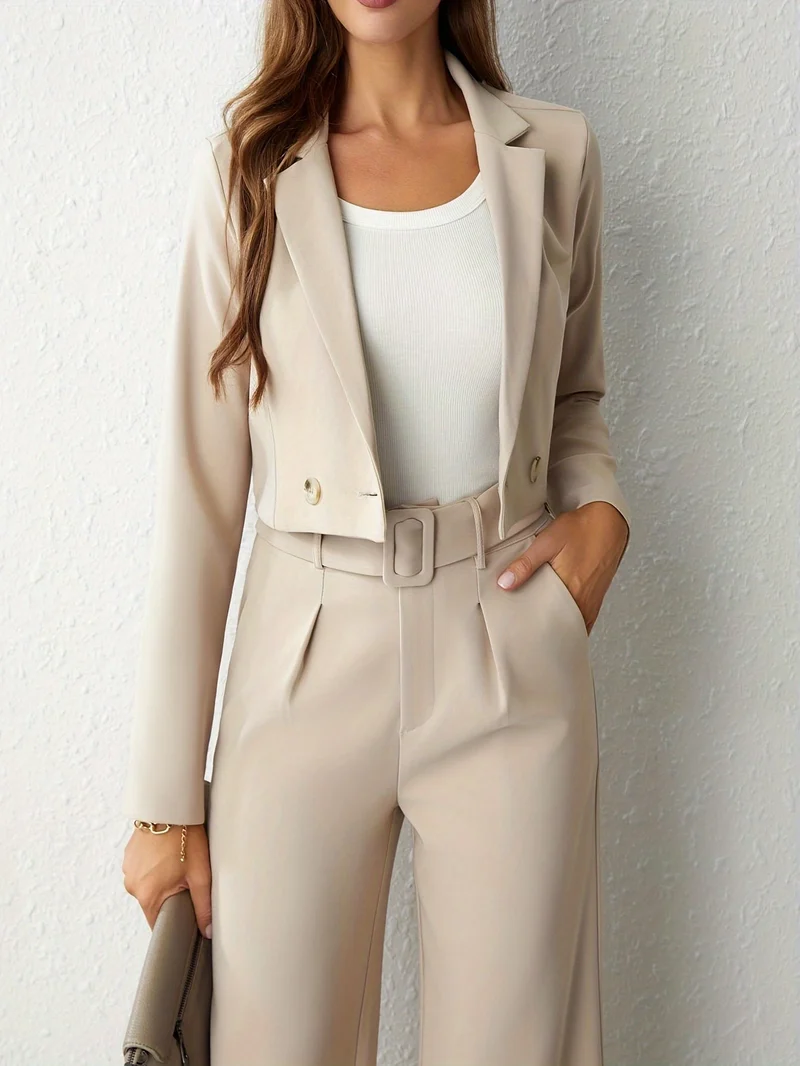 Damen Set | Zweiteilige Kombination mit Blazer und weiter Hose