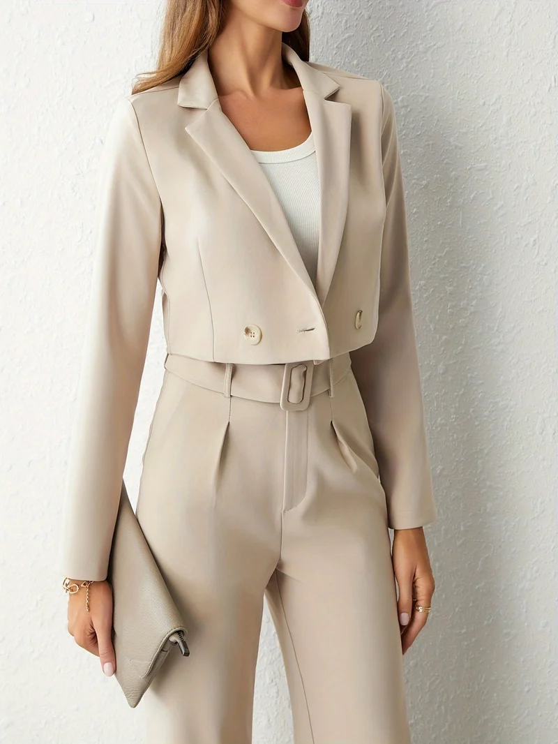 Damen Set | Zweiteilige Kombination mit Blazer und weiter Hose