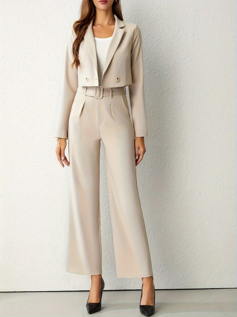Damen Set | Zweiteilige Kombination mit Blazer und weiter Hose