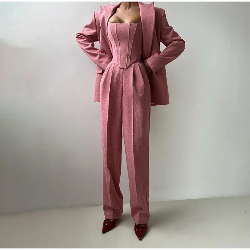 Damen Set | Blazer, Hose und Corset-Top im dreiteiligen Aufbau