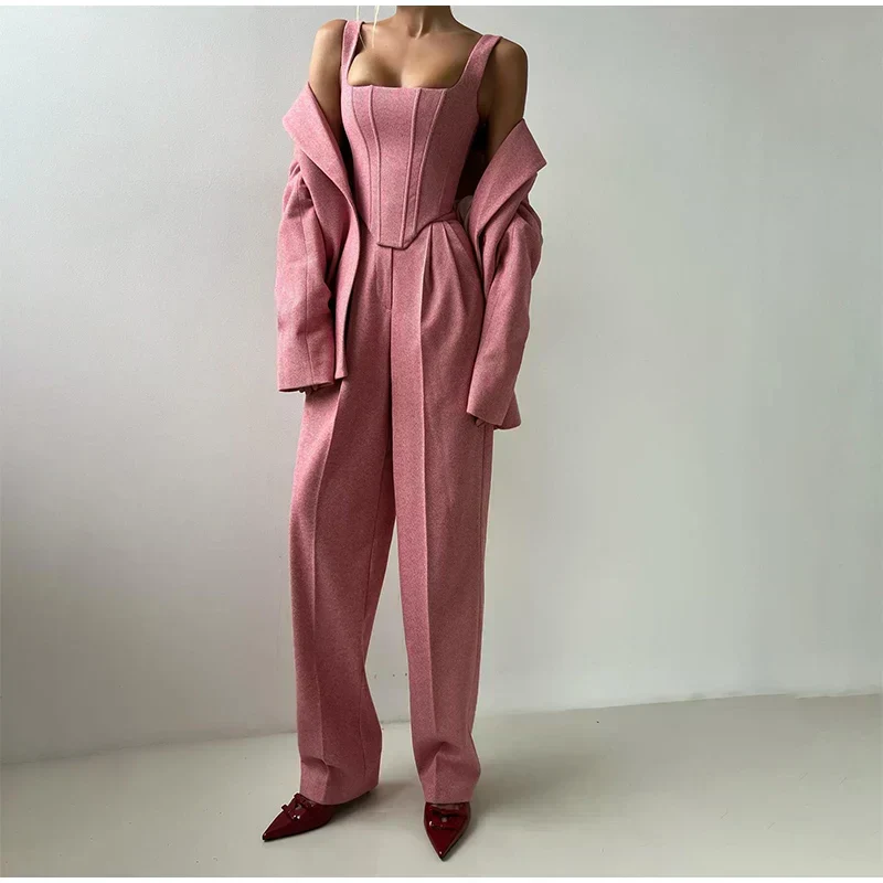 Damen Set | Blazer, Hose und Corset-Top im dreiteiligen Aufbau