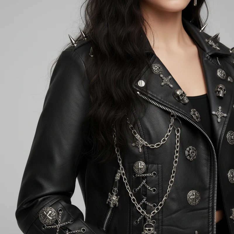 Unisexjacke | Biker-Ausführung mit Metall­elementen