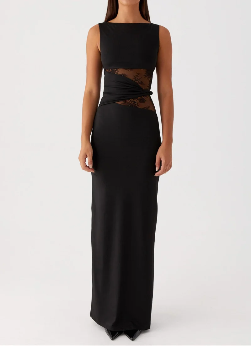 Delfina | Damen Schwarzes Maxikleid – Elegantes Schwarzes Kleid Hochzeit & Abend 2026