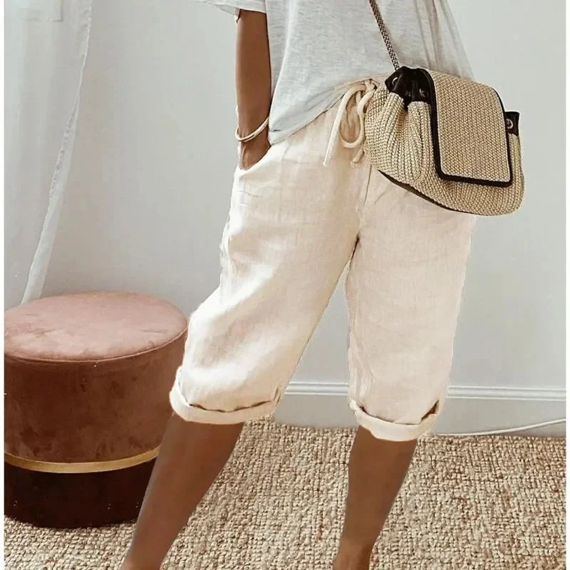 Klaudia | Damen Leinen Shorts Locker – Leinenshorts Wide Leg für Strand & Sommer 2026