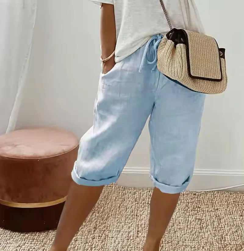 Klaudia | Damen Leinen Shorts Locker – Leinenshorts Wide Leg für Strand & Sommer 2026