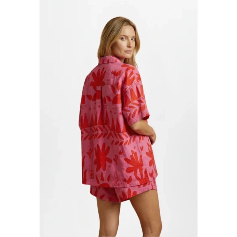 Zarah | Damen Zweiteiler Rosa Shorts Print Party – Party Set Print Shorts 2026
