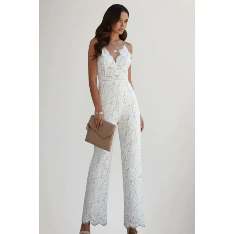Gabri | Damen Jumpsuit V-Ausschnitt Spitze Abend – Jumpsuit Spitze Elegant 2026