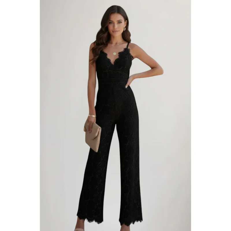 Gabri | Damen Jumpsuit V-Ausschnitt Spitze Abend – Jumpsuit Spitze Elegant 2026