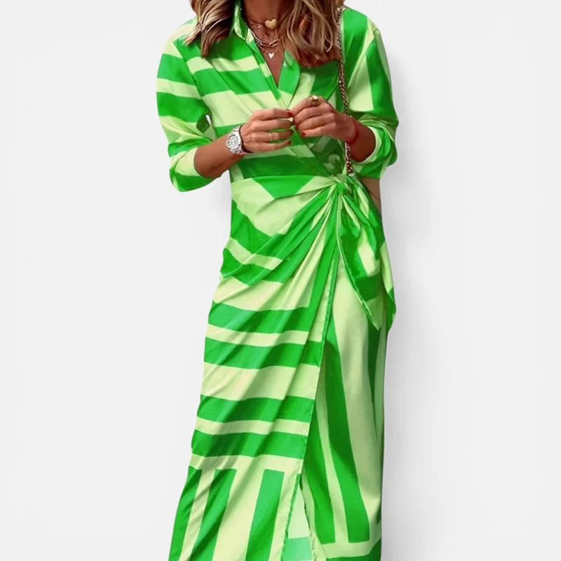 Anke | Damen Wickelkleid Streifen Taillengürtel – Gestreiftes Wickelkleid Sommer 2026