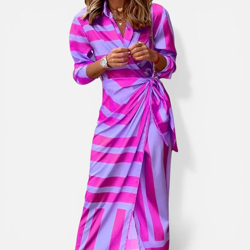 Anke | Damen Wickelkleid Streifen Taillengürtel – Gestreiftes Wickelkleid Sommer 2026
