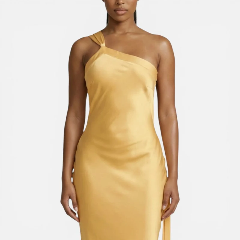 Xenia | Damen One-Shoulder Maxikleid Rückenausschnitt – Schulterkleid Abend 2026