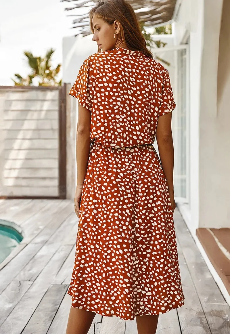Elsa | Damen Midi Hemdkleid Tierdruck – Animal Print Sommerkleid Kurzarm Midi 2026