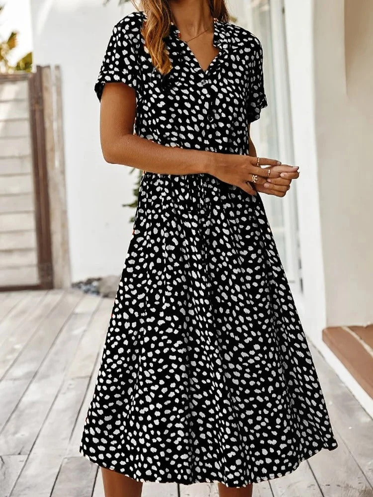 Elsa | Damen Midi Hemdkleid Tierdruck – Animal Print Sommerkleid Kurzarm Midi 2026