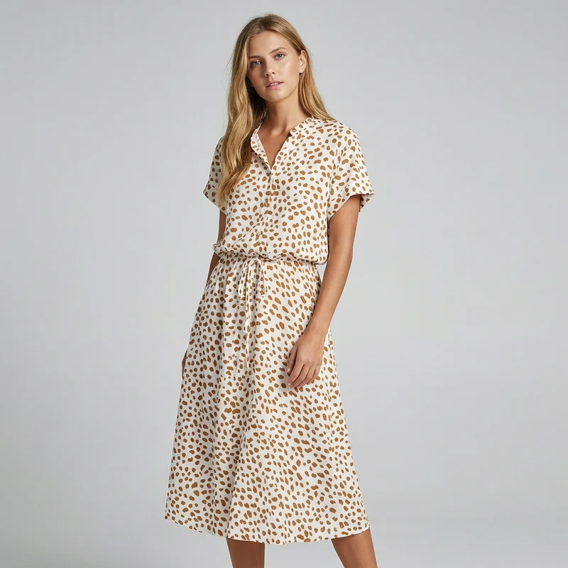 Elsa | Damen Midi Hemdkleid Tierdruck – Animal Print Sommerkleid Kurzarm Midi 2026