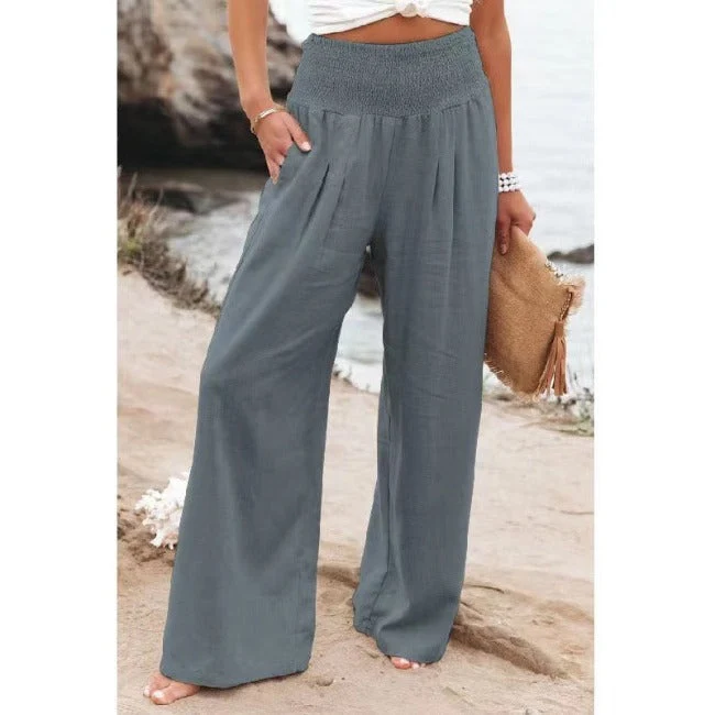 Lena | Damen Palazzo Hose Leinen – Weites Bein Hohe Taille Leinenhose Sommer 2026