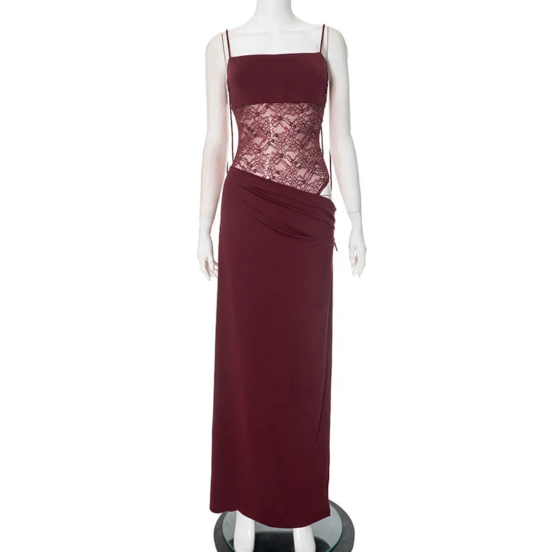 Damen Maxikleid | lange Silhouette mit Oberteil und Einsatz