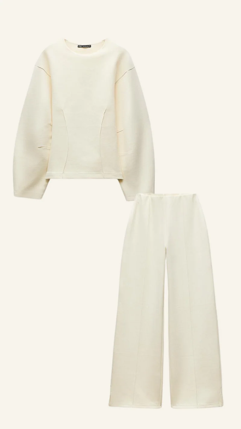 Damen Set | Oversized Top mit weitem Bein und klarer Form