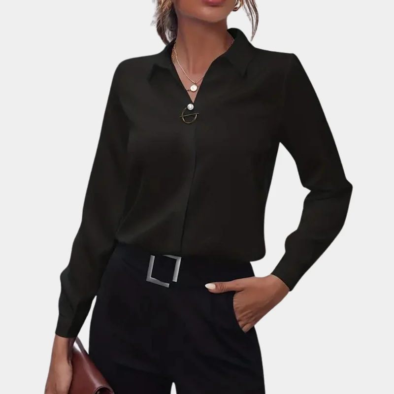 Damen Bluse | klassischer Kragen und lange Ärmel