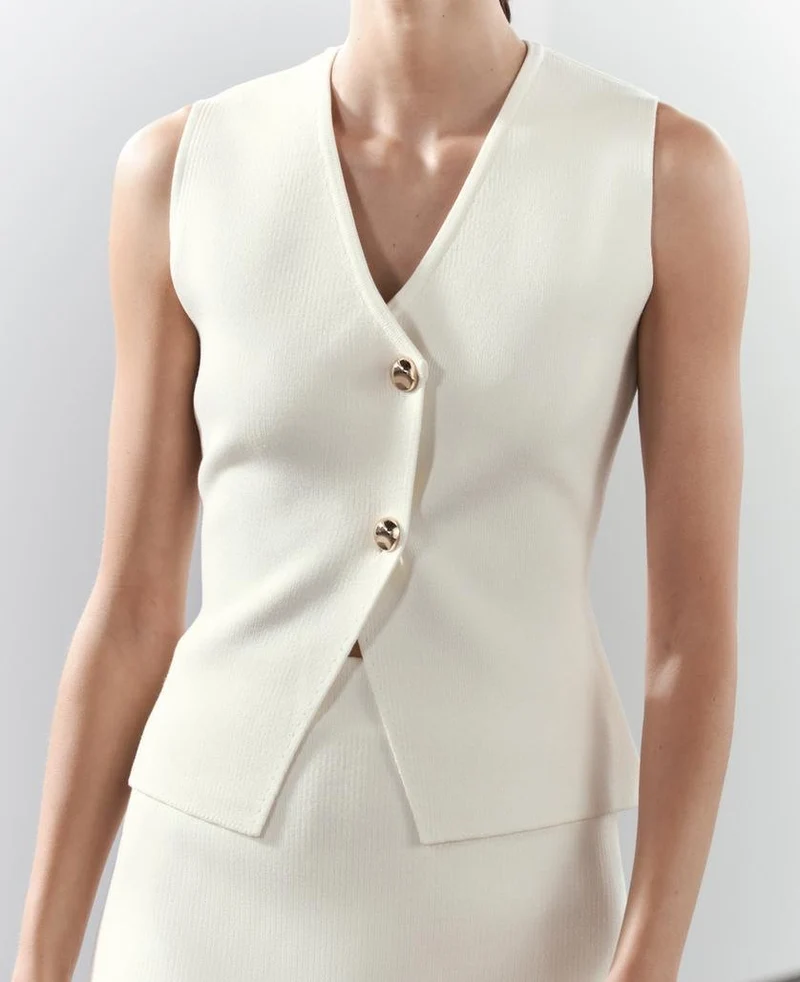 Damen Top | ärmellose Gilet-Form mit V-Ausschnitt