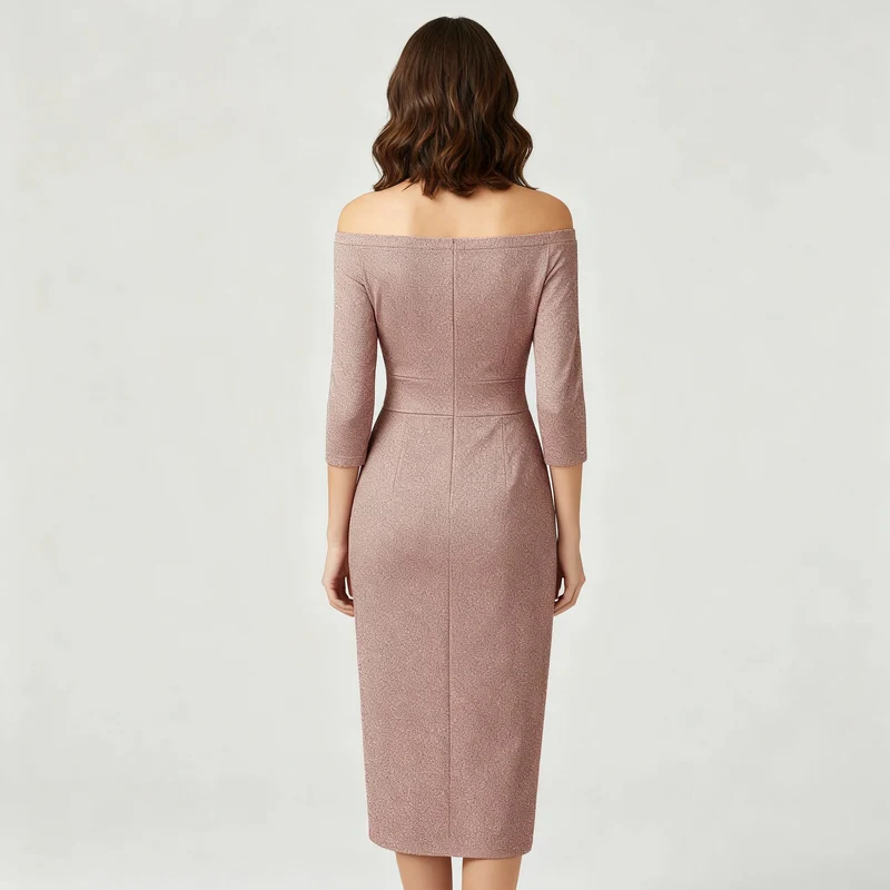 Damen Kleid | mittellange Form mit schulterfreiem Oberteil