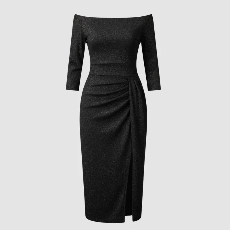 Damen Kleid | mittellange Form mit schulterfreiem Oberteil