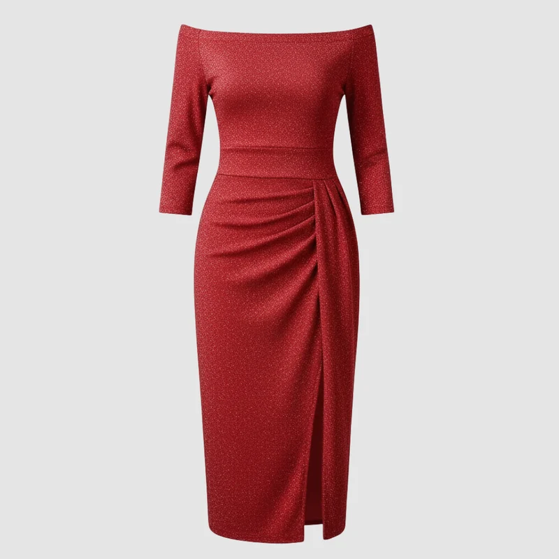 Damen Kleid | mittellange Form mit schulterfreiem Oberteil