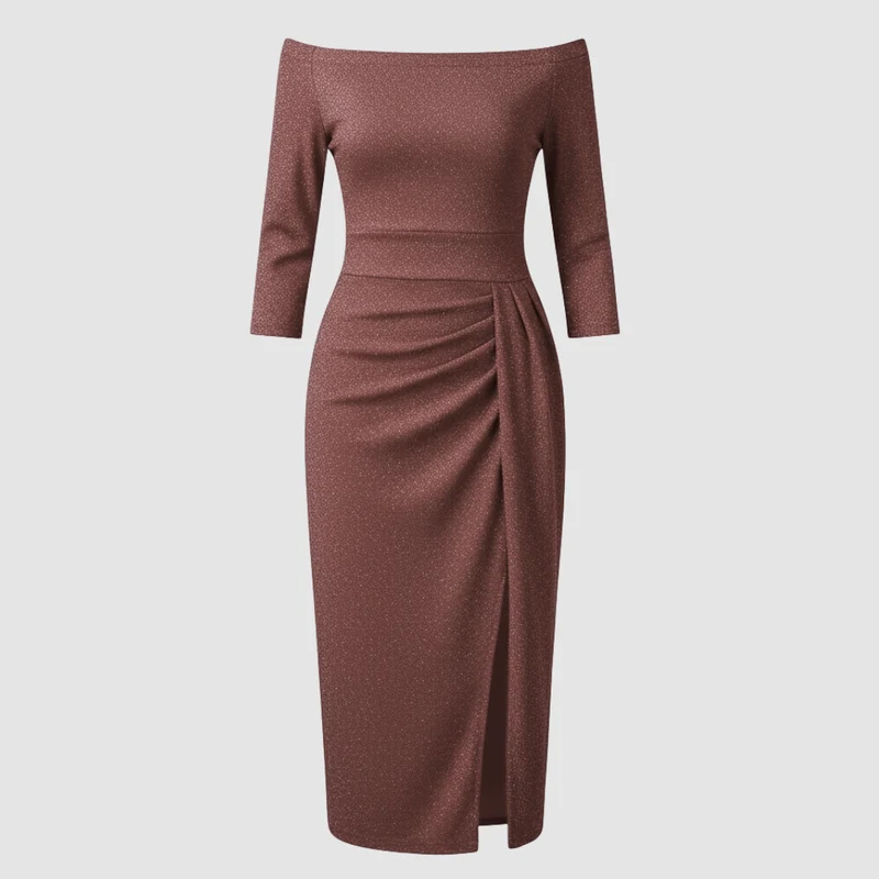 Damen Kleid | mittellange Form mit schulterfreiem Oberteil