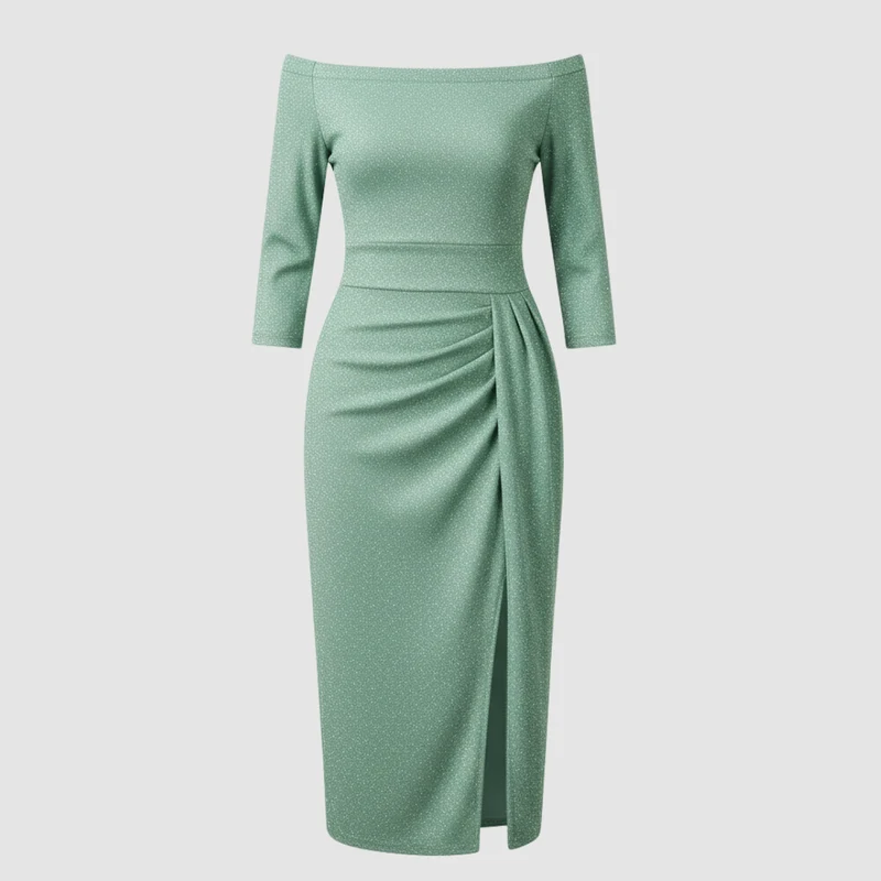 Damen Kleid | mittellange Form mit schulterfreiem Oberteil