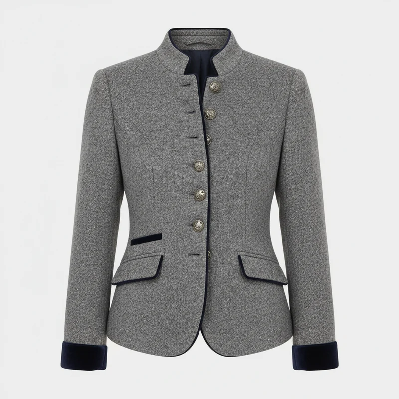 Damen Jacke | kastig geschnittene Jacke mit Mehrknopfverschluss