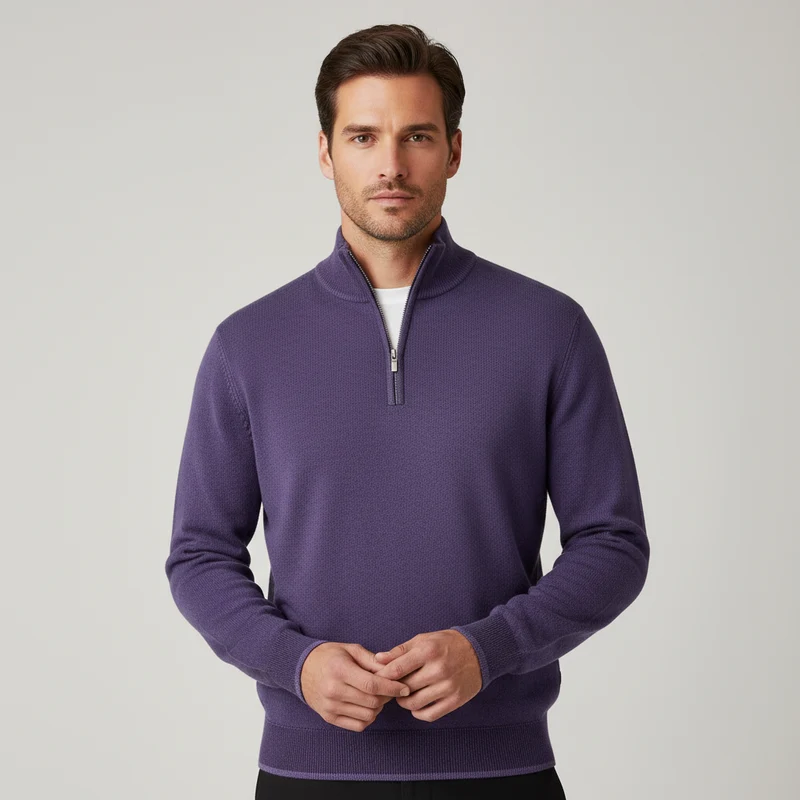 Herren Pullover | V-Ausschnitt mit Reißverschlussdetail