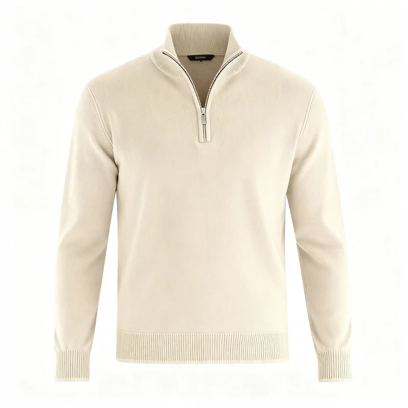 Herren Pullover | V-Ausschnitt mit Reißverschlussdetail