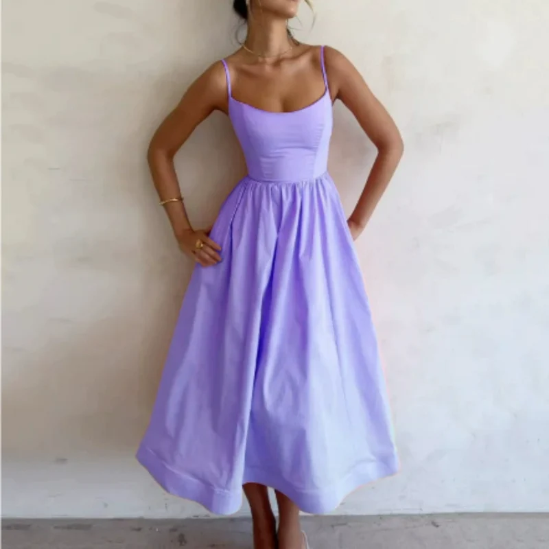 Damen Kleid Midi | A-Linien Schnitt und ärmellose Ausführung
