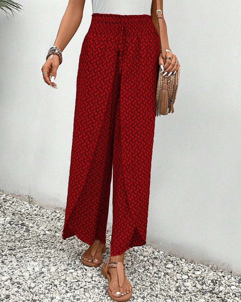 Damen Hose Sommer | hohe Taille und geometrisches Muster