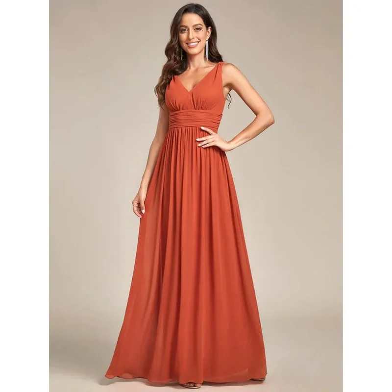 Damen Kleid Maxi | V-Ausschnitt und fließender Saumabschluss