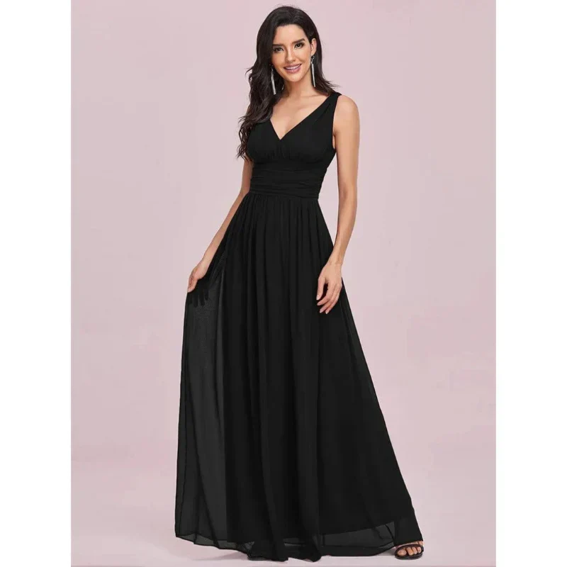 Damen Kleid Maxi | V-Ausschnitt und fließender Saumabschluss