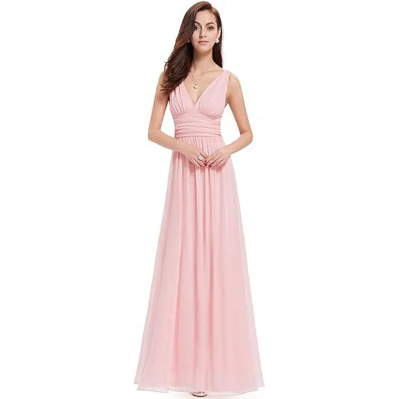 Damen Kleid Maxi | V-Ausschnitt und fließender Saumabschluss