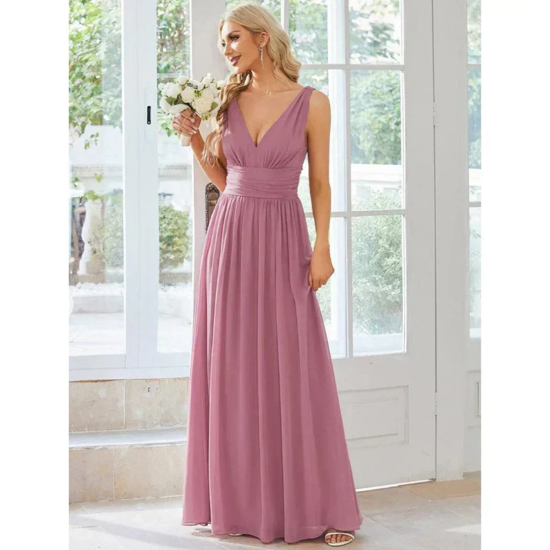 Damen Kleid Maxi | V-Ausschnitt und fließender Saumabschluss
