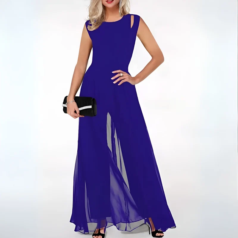 Damen Jumpsuit Ärmellos | weites Bein und lockerer Formverlauf