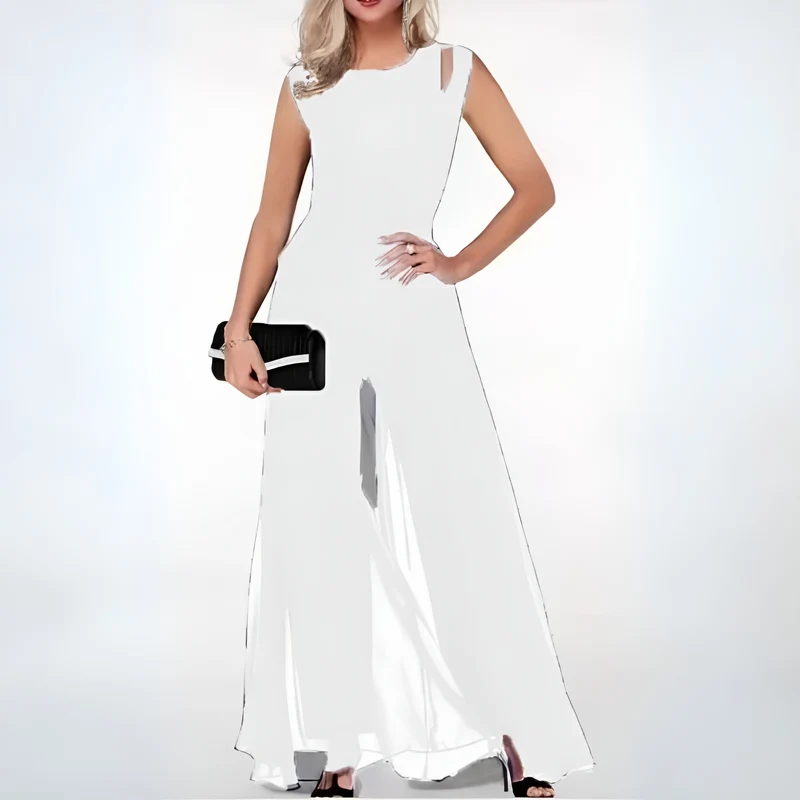 Damen Jumpsuit Ärmellos | weites Bein und lockerer Formverlauf