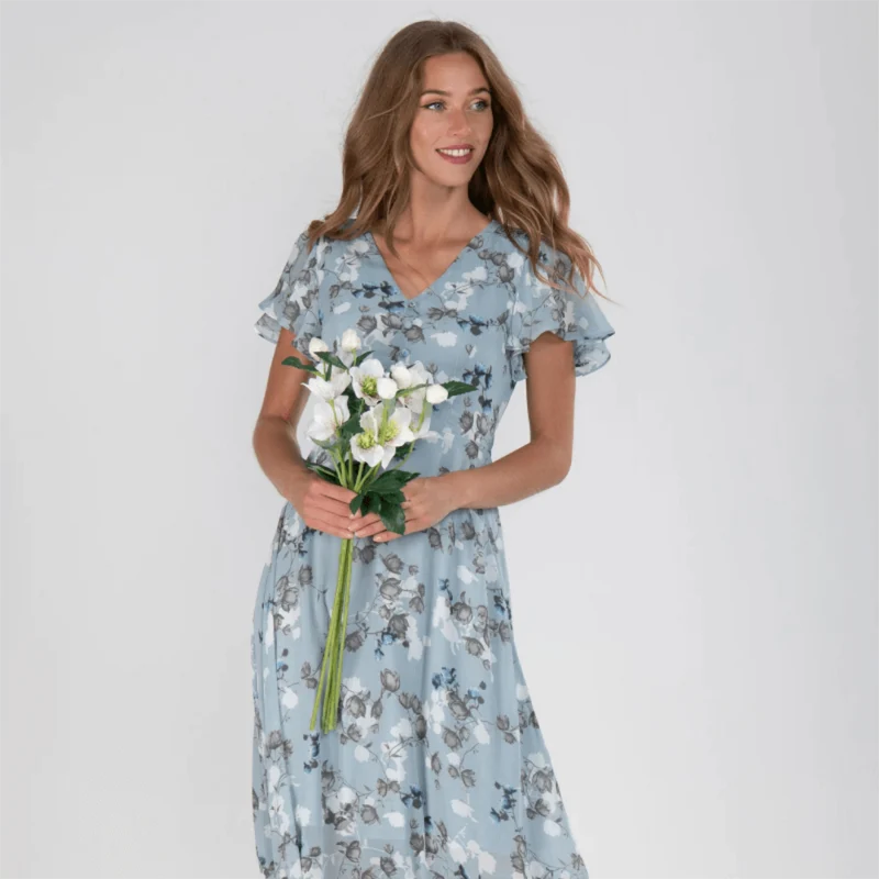 Damen Kleid Maxi | V-Ausschnitt und durchgehende Linienführung
