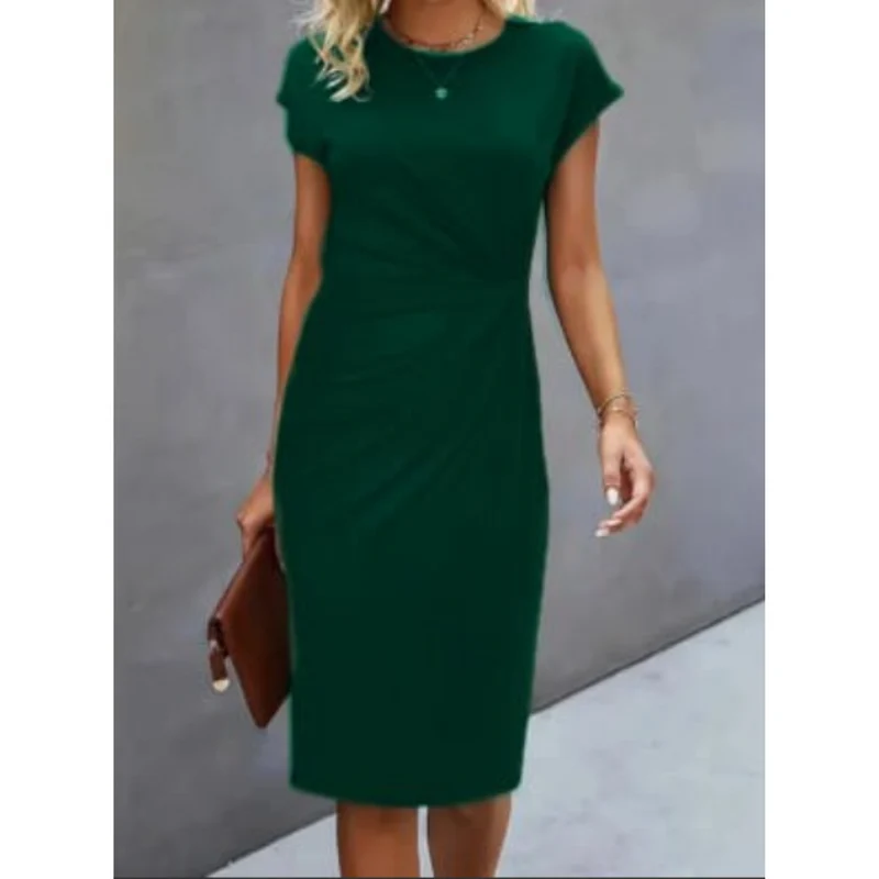 Damen Kleid Midi | kurzärmlige Ausführung mit klarer Form
